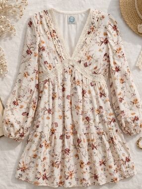 Blue Rain Parisa Floral Boho Mini Dress